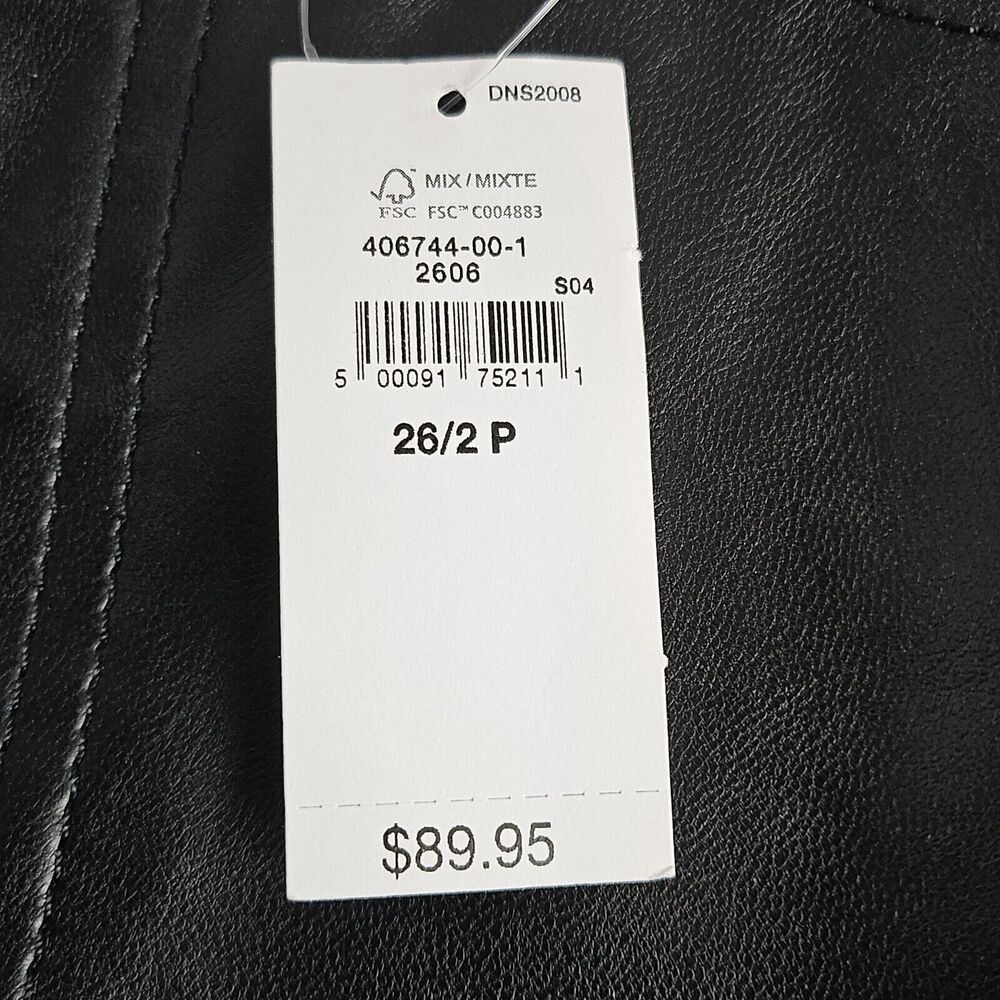 Gap Black Sky High Rise Faux Leather Cheeky Straight Pants-Size 26/2P -NWT - Picture 6 of 7
